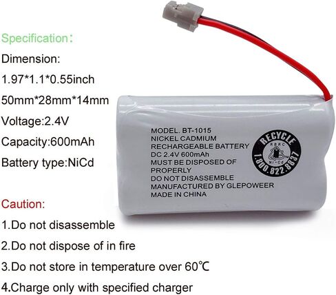 بطارية هاتف لاسلكية BT1015 BT1007 متوافقة مع Uniden DCX150 DECT1500 D1484 BT-1007 BT-1015 BT-904 BBTY0460001 BBTY0510001 هواتف (عبوتان) in Kuwait