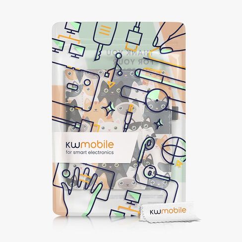 حافظة kwmobile متوافقة مع Pocketbook Era/Era Color - غطاء جلد PU مع إغلاق مغناطيسي، حزام، جيب أمامي - قطط برتقالي/أسود/أبيض in Kuwait
