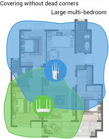 معزز إشارة موسع WiFi معزز لاسلكي - مكرر إنترنت طويل المدى، معزز الإنترنت، مكرر، معزز الإشارة اللاسلكية المنزلية مما يجعله مناسبًا جدًا لاستخدام المكتب المنزلي. in Kuwait