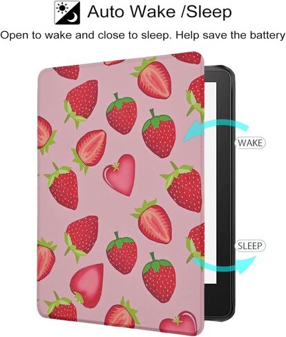 Case for 6.8" Kindle Paperwhite (11th Generation-2021) and Kindle Paperwhite Signature Edition, Cute Kawaii Lightweight PU Leather Book Cover with Auto Wake/Sleep, Mushroom in Saudi Arabia
