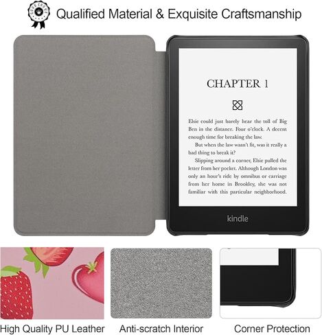 Case for 6.8" Kindle Paperwhite (11th Generation-2021) and Kindle Paperwhite Signature Edition, Cute Kawaii Lightweight PU Leather Book Cover with Auto Wake/Sleep, Mushroom in Saudi Arabia