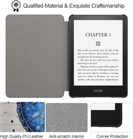 Case for 6.8" Kindle Paperwhite (11th Generation-2021) and Kindle Paperwhite Signature Edition, Cute Kawaii Lightweight PU Leather Book Cover with Auto Wake/Sleep, Mushroom in Saudi Arabia