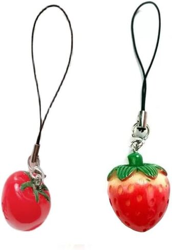 Cellphone Strap Pendant Strawberry Tomato Phone Cords Phone Hanging Charm Keychains Decor Fruit Cute Key Phone Pendant Bag Ornament Phone Decoration Gift in Saudi Arabia
