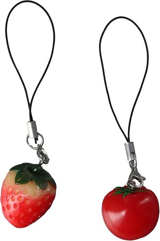 Cellphone Strap Pendant Strawberry Tomato Phone Cords Phone Hanging Charm Keychains Decor Fruit Cute Key Phone Pendant Bag Ornament Phone Decoration Gift in Saudi Arabia