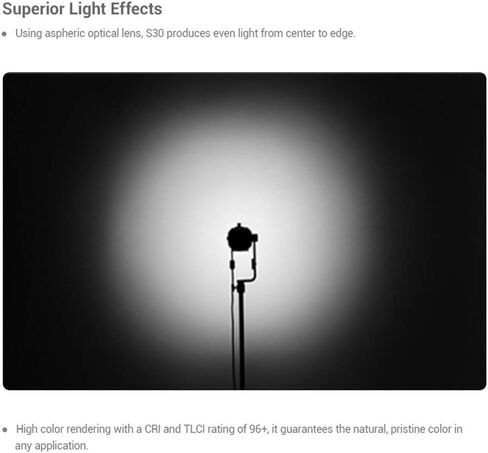 Godox S30 LED كشاف فيديو مع Barndoor، 30W 5600K 40000Lux@0.5m Daylight Studio LED Spot Light، CRI 96+ سطوع 10~100% Studio LED ساطع in Saudi Arabia