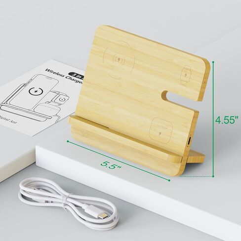 محطة شحن لاسلكية 3 في 1 تعمل مع أجهزة iPhone وAirpods وiWatch وغيرها من الهواتف التي تدعم Qi والساعات الذكية وسماعات الأذن، محطة شحن محمولة تدعم الشحن السريع، قابلة للفصل in Saudi Arabia