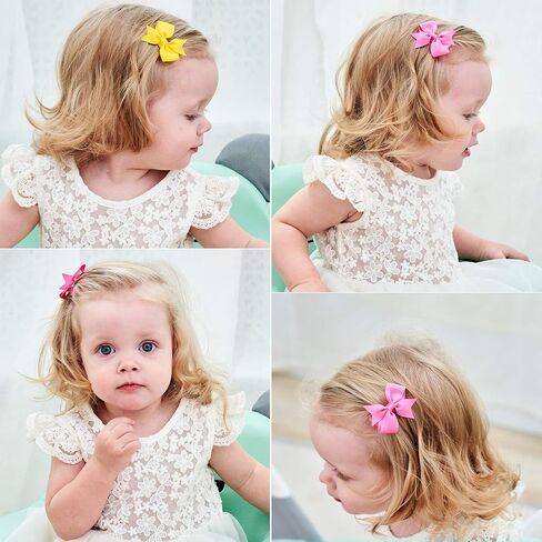 80PCS Baby Girls Fully Lined Hair Bows Clips Mini 2'' Solid Color Grosgrain Ribbon Hair Barrettes Accessories with 20 Colors Hair Pins for Infants Toddlers Kids in Saudi Arabia