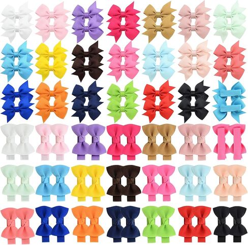 80PCS Baby Girls Fully Lined Hair Bows Clips Mini 2'' Solid Color Grosgrain Ribbon Hair Barrettes Accessories with 20 Colors Hair Pins for Infants Toddlers Kids in Saudi Arabia