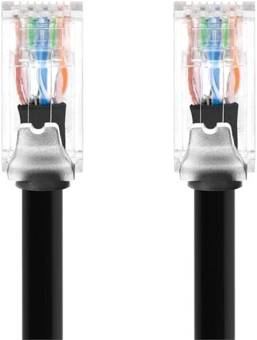 كابل تصحيح مستوى المكون Monoprice Cat6A - 25 قدم - أسود | UTP، 24AWG، 500 ميجا هرتز، نحاس خالص، Snagless RJ45، كابل إيثرنت - سلسلة Micro SlimRun in Kuwait