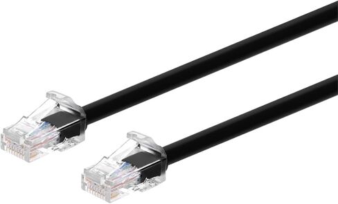 كابل تصحيح مستوى المكون Monoprice Cat6A - 25 قدم - أسود | UTP، 24AWG، 500 ميجا هرتز، نحاس خالص، Snagless RJ45، كابل إيثرنت - سلسلة Micro SlimRun in Kuwait