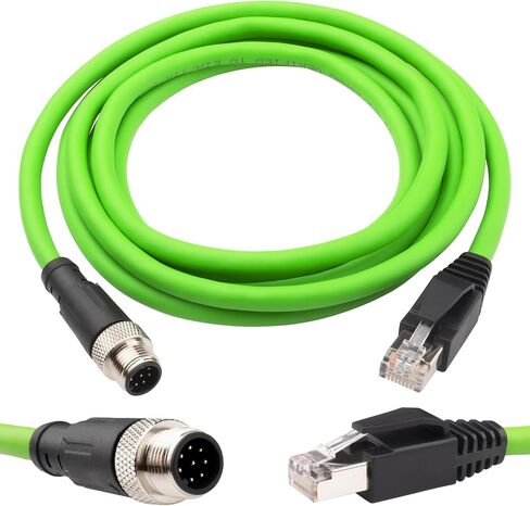 M12 8 Pin to RJ45 Shielded Cable Cat6a, Industrial Field-wireable M12 8 Pin A Code Male to RJ45 Ethernet CAT6a Cable Assembly 6.6Ft Shielded Patch Cord for Automation Application in Saudi Arabia