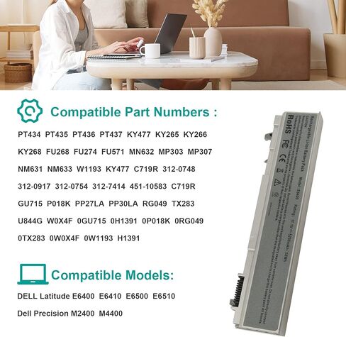 بطارية كمبيوتر محمول ASUNCELL 5200 مللي أمبير في الساعة لجهاز 4GVMP E6400 E6410 E6500 E6510 Precision M4500 M4400 M2400 Notebook يناسب P/N PT434 W1193 KY265 FU268 312-0748 312-0749 312-0917 312-0754 312-74 14 in Kuwait