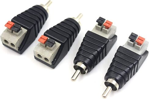 Poyiccot Speaker Wire to RCA Adapter Converter, RCA to Speaker Wire Adapter Subwoofer Speaker Phono RCA Male to AV 2 Screw Terminal Video Audio Spring Press Type Balun for CCTV, 4 Pack in Saudi Arabia