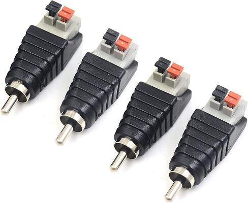 Poyiccot Speaker Wire to RCA Adapter Converter, RCA to Speaker Wire Adapter Subwoofer Speaker Phono RCA Male to AV 2 Screw Terminal Video Audio Spring Press Type Balun for CCTV, 4 Pack in Saudi Arabia
