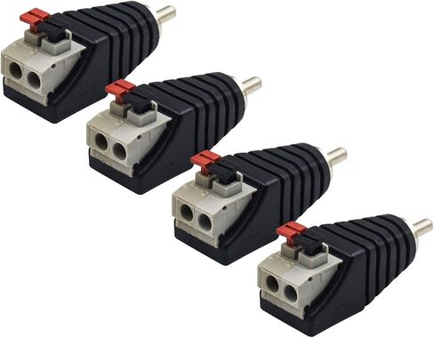 Poyiccot Speaker Wire to RCA Adapter Converter, RCA to Speaker Wire Adapter Subwoofer Speaker Phono RCA Male to AV 2 Screw Terminal Video Audio Spring Press Type Balun for CCTV, 4 Pack in Saudi Arabia