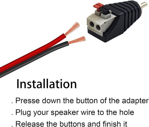 Poyiccot Speaker Wire to RCA Adapter Converter, RCA to Speaker Wire Adapter Subwoofer Speaker Phono RCA Male to AV 2 Screw Terminal Video Audio Spring Press Type Balun for CCTV, 4 Pack in Saudi Arabia