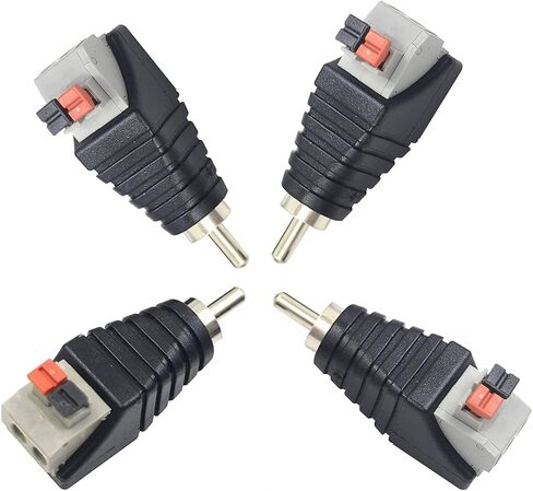 Poyiccot Speaker Wire to RCA Adapter Converter, RCA to Speaker Wire Adapter Subwoofer Speaker Phono RCA Male to AV 2 Screw Terminal Video Audio Spring Press Type Balun for CCTV, 4 Pack in Saudi Arabia