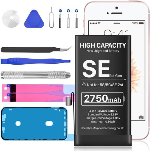 بطارية بديلة لجهاز iPhone SE الجيل الأول، بطارية 2750 مللي أمبير عالية السعة جديدة 0 دورة لهاتف iPhone SE موديل A1662 A1723 A1724 مع أداة إصلاح احترافية in Kuwait