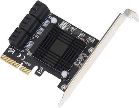 بطاقة PCIe SATA مع 6 منافذ، 6 كابلات SATA، دعامة منخفضة المستوى، بطاقة PCIe 1X SATA 3.0 بسرعة 6 جيجابت في الثانية، تدعم 6 أجهزة SATA 3.0 (شريحة ASM1166) in Saudi Arabia
