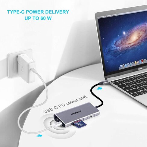 موزع USB C، محول من النوع C 8 في 1 إلى HDMI 4K، Gigabit Ethernet RJ45، توصيل طاقة PD، 3 منافذ USB 3.0 وقارئات بطاقة TF SD لجهاز MacBook Pro 2018/2017/2016 والمزيد من أجهزة USB-C in Saudi Arabia