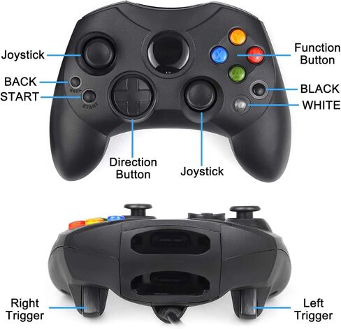 وحدة تحكم Xbox Classic S-Type Wired Gamepad لوحدة تحكم Xbox S Type (أسود وClearBlue) in Saudi Arabia