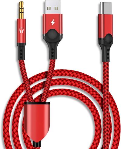 USB C to 3.5mm Aux Cable, 2 in 1 USB C to 3.5mm Headphone Jack Car Stereo Cable with Charging Compatible with iPhone 15/15Pro/15+, Galaxy S23 Ultra/S22 Ultra/S22/S21FE/Z Fold 4, Pixel 7/7Pro in Saudi Arabia