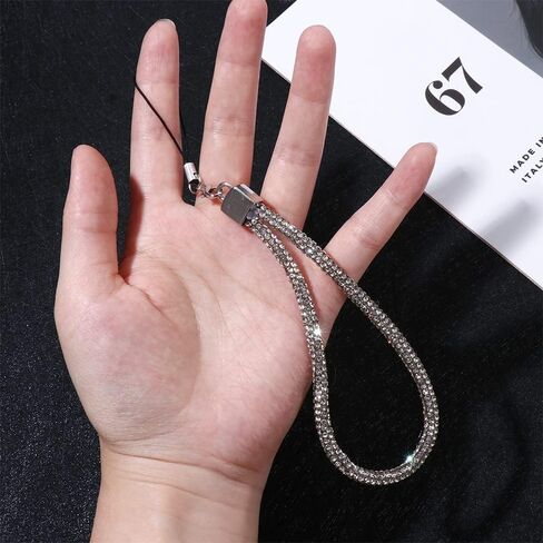 2 Pcs Rhinestone Phone Lanyard Anti-lost Short Hand Wrist Chain 11.8inch Full Diamond Phone Pendant Keychain for Camera, Phone in Saudi Arabia