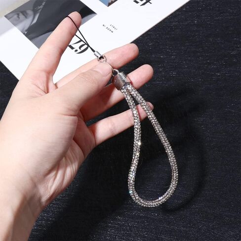 2 Pcs Rhinestone Phone Lanyard Anti-lost Short Hand Wrist Chain 11.8inch Full Diamond Phone Pendant Keychain for Camera, Phone in Saudi Arabia