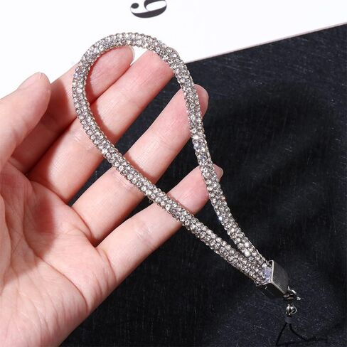 2 Pcs Rhinestone Phone Lanyard Anti-lost Short Hand Wrist Chain 11.8inch Full Diamond Phone Pendant Keychain for Camera, Phone in Saudi Arabia
