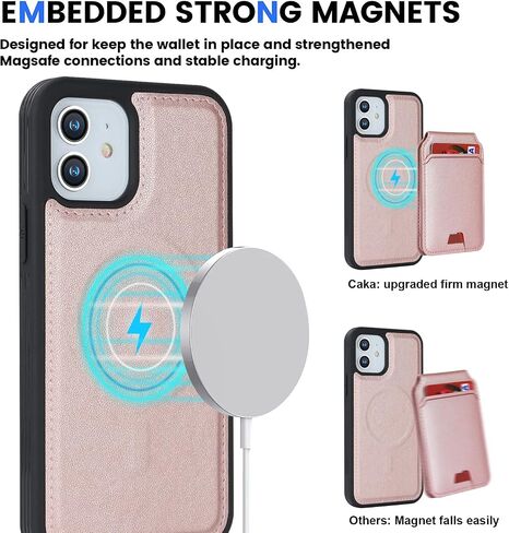 iCoverCase Wallet Case for iPhone 12/12 Pro Compatible with MagSafe, Magnetic Detachable Card Slots Holder PU Leather Kickstand Wireless Charging Case 6.1 Inch (White Leopard) in Saudi Arabia