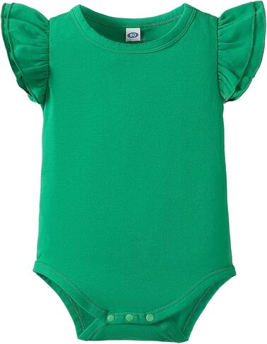 Magic Park Infant Girl Romper Baby Girls Ruffle Sleeve Bodysuit Toddler Girl Jumpsuit Shirts (Green, 9-12 Months) in Kuwait