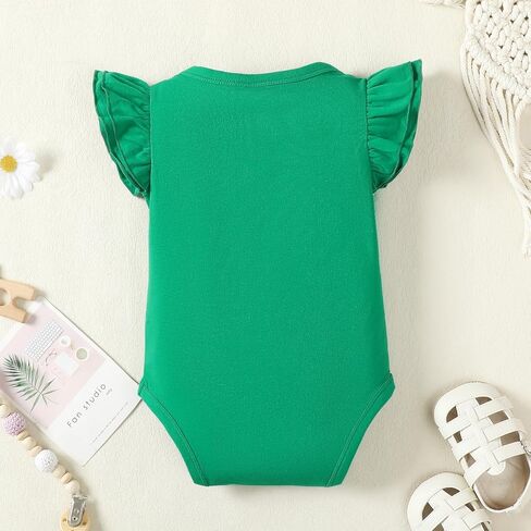 Magic Park Infant Girl Romper Baby Girls Ruffle Sleeve Bodysuit Toddler Girl Jumpsuit Shirts (Green, 9-12 Months) in Kuwait
