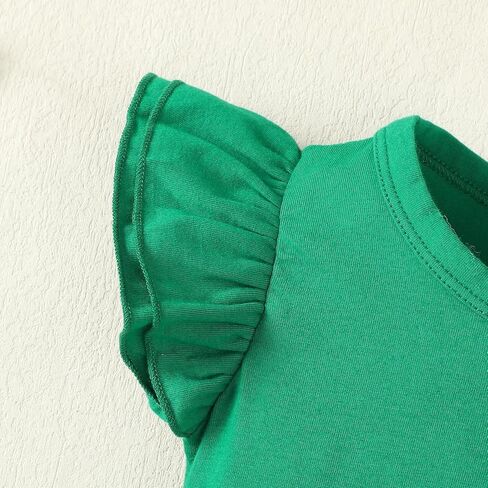 Magic Park Infant Girl Romper Baby Girls Ruffle Sleeve Bodysuit Toddler Girl Jumpsuit Shirts (Green, 9-12 Months) in Kuwait