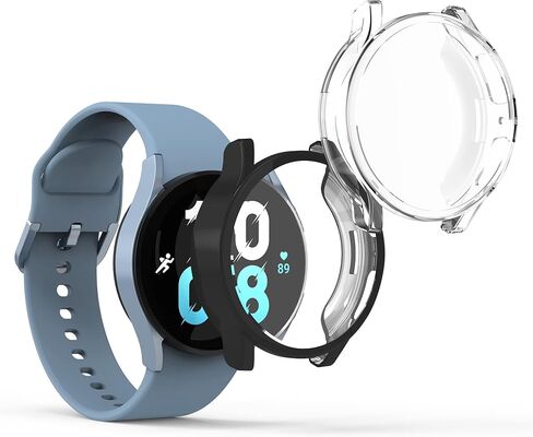 حافظة kwmobile متوافقة مع حافظة Samsung Galaxy Watch 5 (40 ملم) - 2X غطاء تتبع اللياقة البدنية من السيليكون TPU - أسود/ذهبي وردي in Saudi Arabia