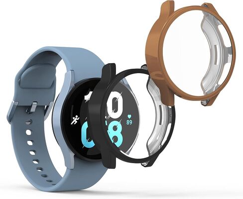kwmobile Case Compatible with Samsung Galaxy Watch 5 (40mm) Case - 2X TPU Silicone Fitness Tracker Cover - Black/Rose Gold in Saudi Arabia