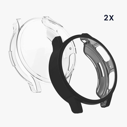 حافظة kwmobile متوافقة مع حافظة Samsung Galaxy Watch 5 (40 ملم) - 2X غطاء تتبع اللياقة البدنية من السيليكون TPU - أسود/ذهبي وردي in Saudi Arabia