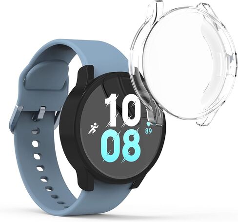 حافظة kwmobile متوافقة مع حافظة Samsung Galaxy Watch 5 (40 ملم) - 2X غطاء تتبع اللياقة البدنية من السيليكون TPU - أسود/ذهبي وردي in Saudi Arabia