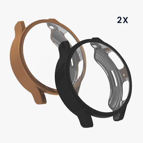 kwmobile Case Compatible with Samsung Galaxy Watch 5 (40mm) Case - 2X TPU Silicone Fitness Tracker Cover - Black/Rose Gold in Saudi Arabia