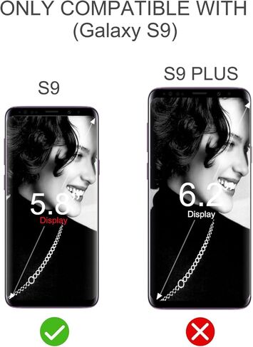 Sumsung Galaxy S9 Case, Galaxy S9 Case Shockproof Heavy-Duty Protective Hybrid Cover with Card Slot Holder and Opened Back Mirror & Kickstand Case for Samsung (Purple-B) in Kuwait