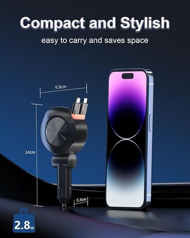 Retractable Car Charger, 69W 4 in 1 Fast Phone Car Charging Adapter, Multi USB C PD Retractable Cables Cord Cigarette Lighter Compatible with iPhone 15/14/13/12/11/Pro Max Galaxy Google in Saudi Arabia
