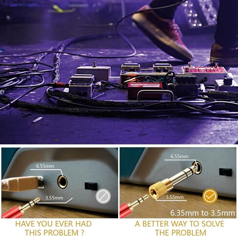 1/4 Male to 1/8 Female (6.35mm to 3.5mm) Stereo Headphone Adapter Audio Adapter, Audio Jack Plug, Low Signal Attenuation, for Headphone Guitar Amp Speaker Headphone Guitar Digital Piano 2Pack in Saudi Arabia