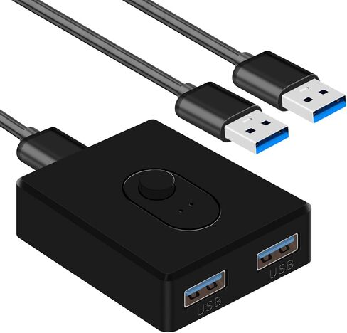 USB Switcher 2 in 1 Out(1 in 2 Out) Bi-Directional,USB 3.0 Switch Selector,Keyboard Mouse Switcher,USB Switcher 2 Computers Share 1 Device for Printer,Keyboard, USB Switch with 2pcs USB-A Cables. in Saudi Arabia