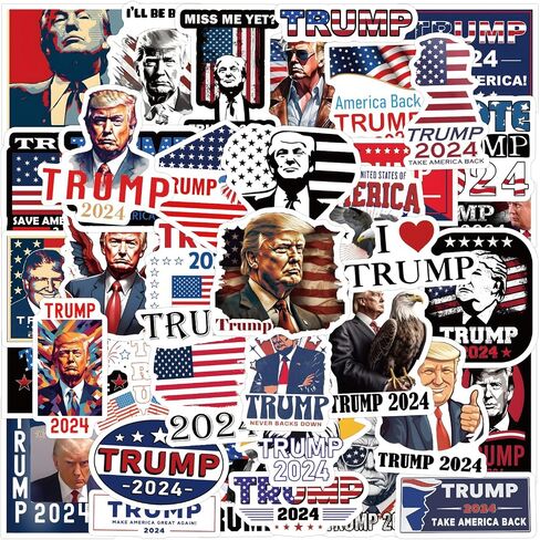 Donald Trump Stickers 60PCS Trump 2024 Stickers for Laptop Water Bottles Phone Case, Vinyl Waterproof Funny Stickers for Adults Teens USA Flag Stickers Trump Decal in Saudi Arabia