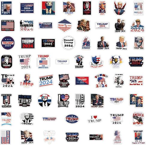 Donald Trump Stickers 60PCS Trump 2024 Stickers for Laptop Water Bottles Phone Case, Vinyl Waterproof Funny Stickers for Adults Teens USA Flag Stickers Trump Decal in Saudi Arabia