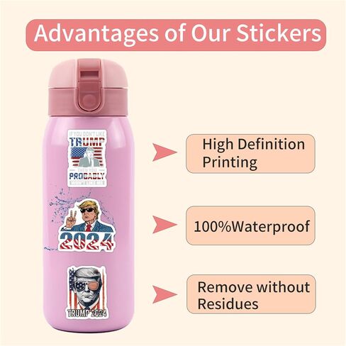 Donald Trump Stickers 60PCS Trump 2024 Stickers for Laptop Water Bottles Phone Case, Vinyl Waterproof Funny Stickers for Adults Teens USA Flag Stickers Trump Decal in Saudi Arabia