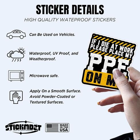 (3Pcs) If I Die At Work Please Place My PPE On Me Stickers Funny Electrician Decal for Hard Hat Electrical Engineer Joke 2" Waterproof Vinyl Decal Sticker for Laptop, Water Bottles, Phone 2 Inches in Saudi Arabia