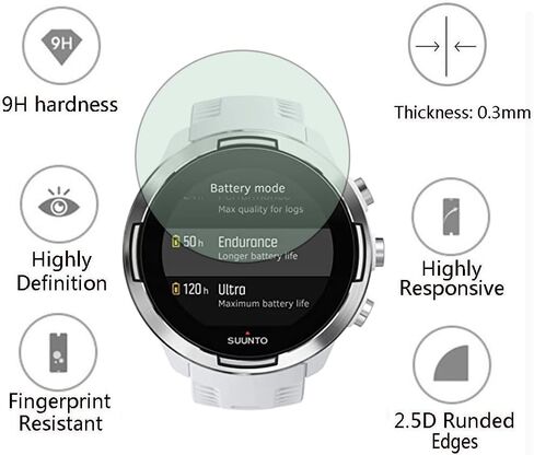 واقي شاشة للساعة (3+1 حزمة) متوافق مع Suunto 9 Baro 50 مم، طبقة من الزجاج المقسى مضادة للخدش، تغطية كاملة عالية الوضوح وحافظة واقية ناعمة من مادة TPU، شفاف in Kuwait