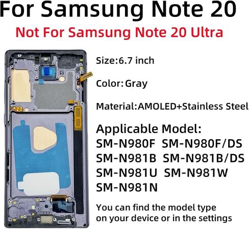 AMOLED Galaxy Note20 5G LCD Display Screen Assembly Replacement 4G for Samsung Note 20 Touch Digitizer Screen with Frame Toolkits N981U N981W (Bronze) in Saudi Arabia