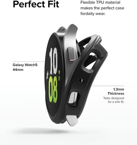 Ringke Air Sports [Tailored Cutouts] Compatible with Samsung Galaxy Watch 5 44mm Case, Soft Flexible Lightweight Slim TPU Cover for Minimalist, Button and Bezel Protector for Women, Men - Black in Saudi Arabia
