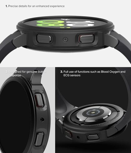 Ringke Air Sports [Tailored Cutouts] Compatible with Samsung Galaxy Watch 5 44mm Case, Soft Flexible Lightweight Slim TPU Cover for Minimalist, Button and Bezel Protector for Women, Men - Black in Saudi Arabia